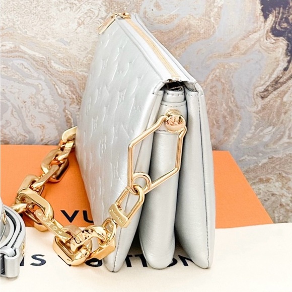 SOLD Louis Vuitton Coussin BB Monogram Silver Lambskin Embossed Bag - Picture 8 of 16